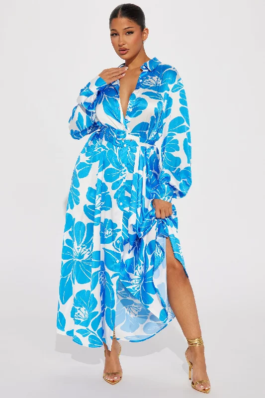 Day In Santorini Maxi Dress - Blue/combo