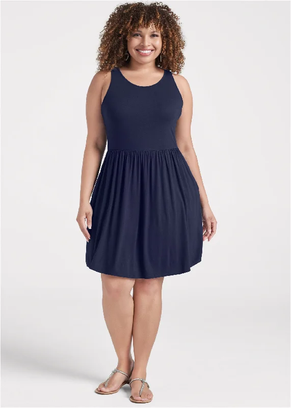 A-line casual dress - Navy