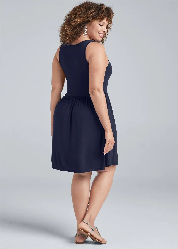 A-line casual dress - Navy