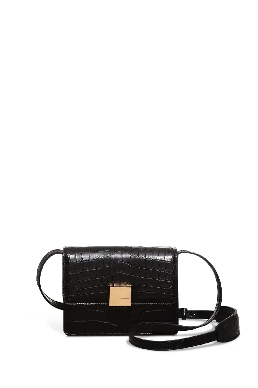 Mercedes Bag in Black Crocodile Leather