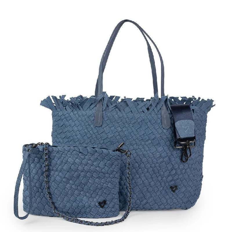 NEW Vulcan Woven Large Tote (Fringed Top) - Denim