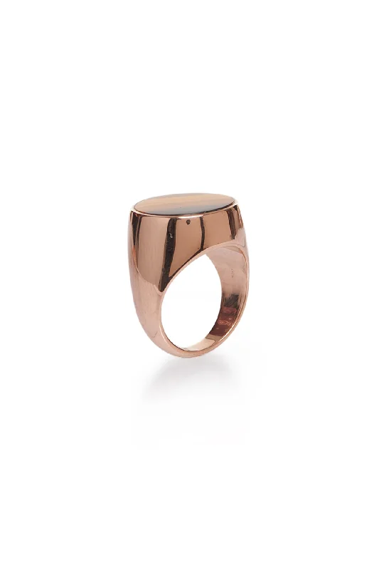 “One Ounce” Signet Ring In Rose Gold & Tiger's Eye