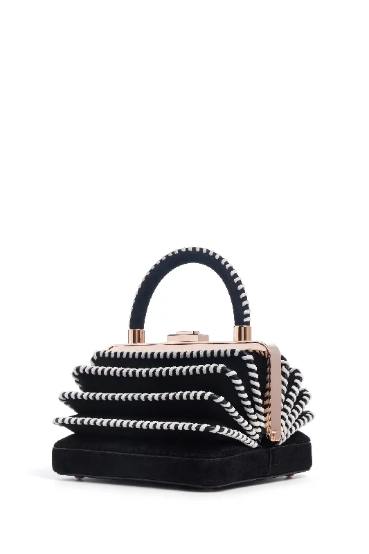 Whipstitch Diana Bag in Black Suede